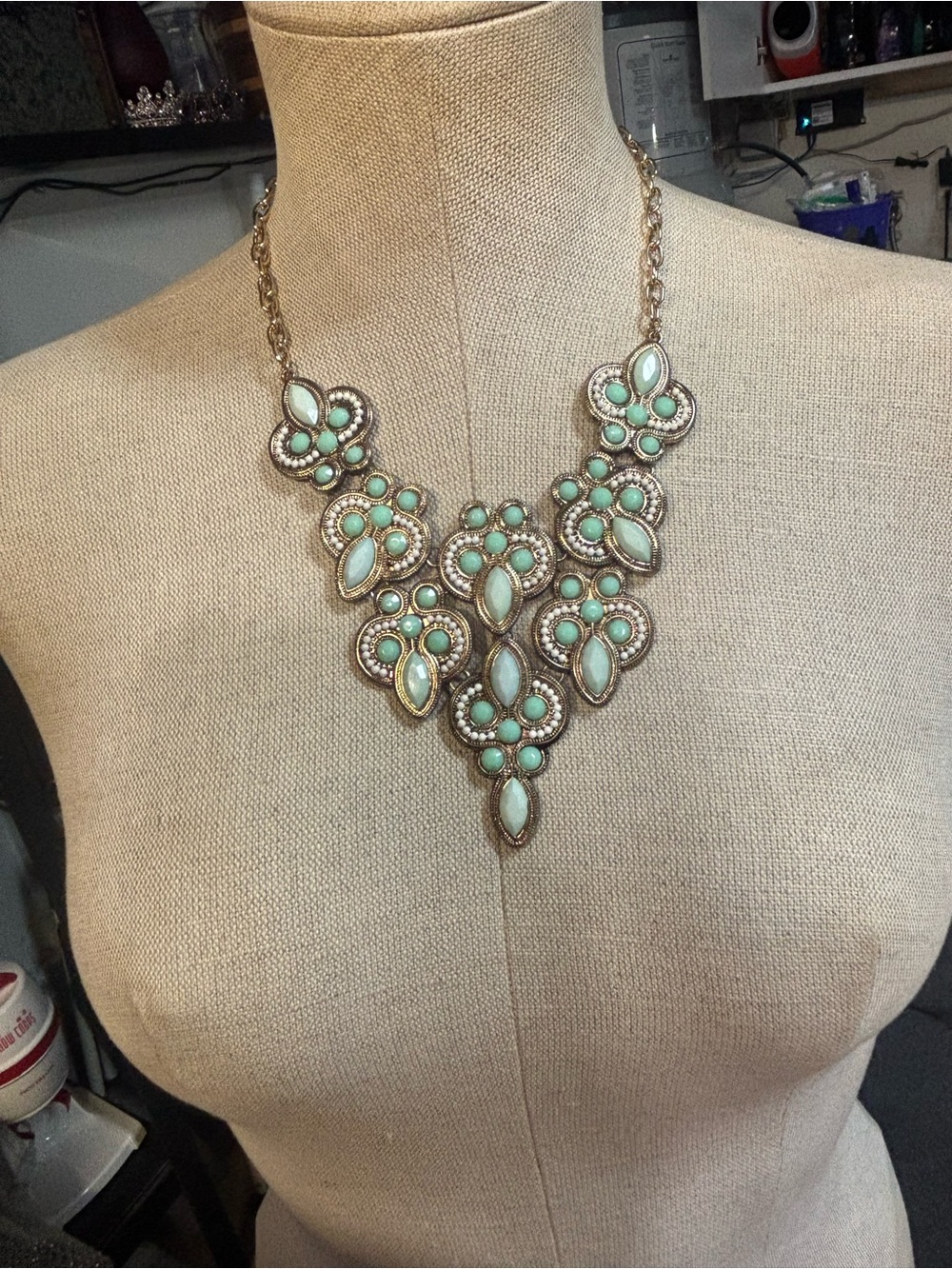 Mint Teardrop Statement Necklace - Unbranded